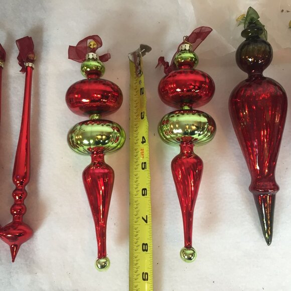VTG Frontgate Christmas Tree Ornaments Handblown Glass Lot 15 Red & Green Gold - Picture 7 of 16